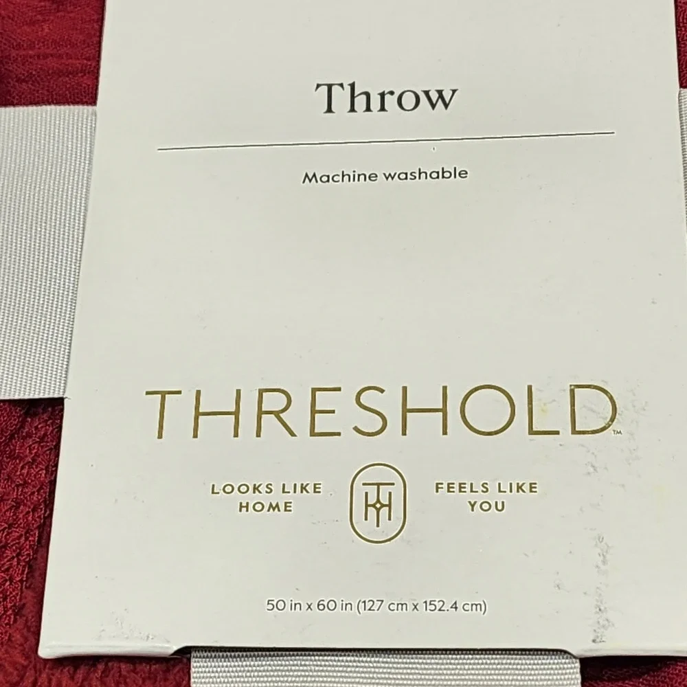 Threshold Gauze Throw Blanket Cozy Reverse Red 50x60 Plush Back Soft Cozy
